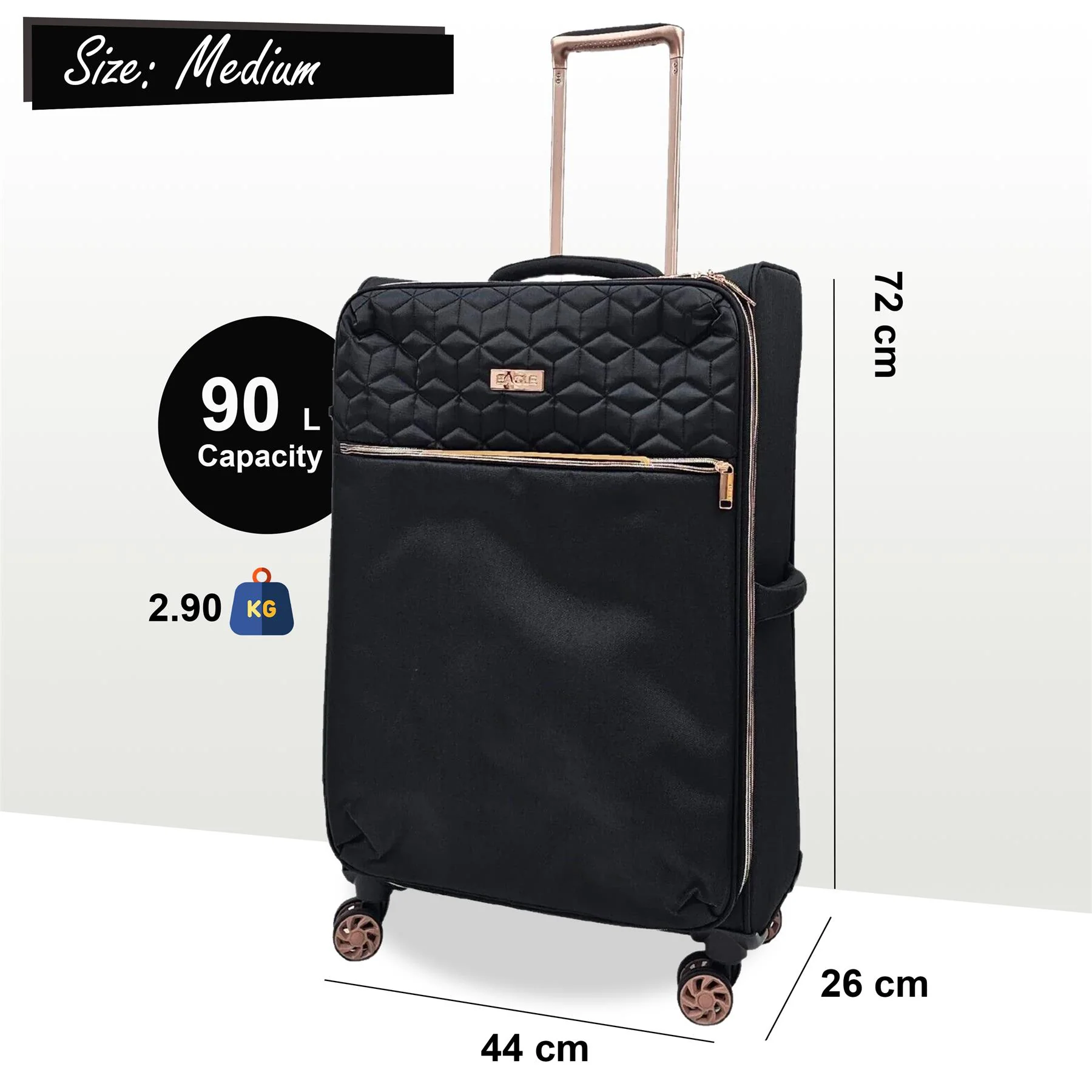 4 Wheel Lightweight Suitcase Luggage Travel Bags Set - Image 8