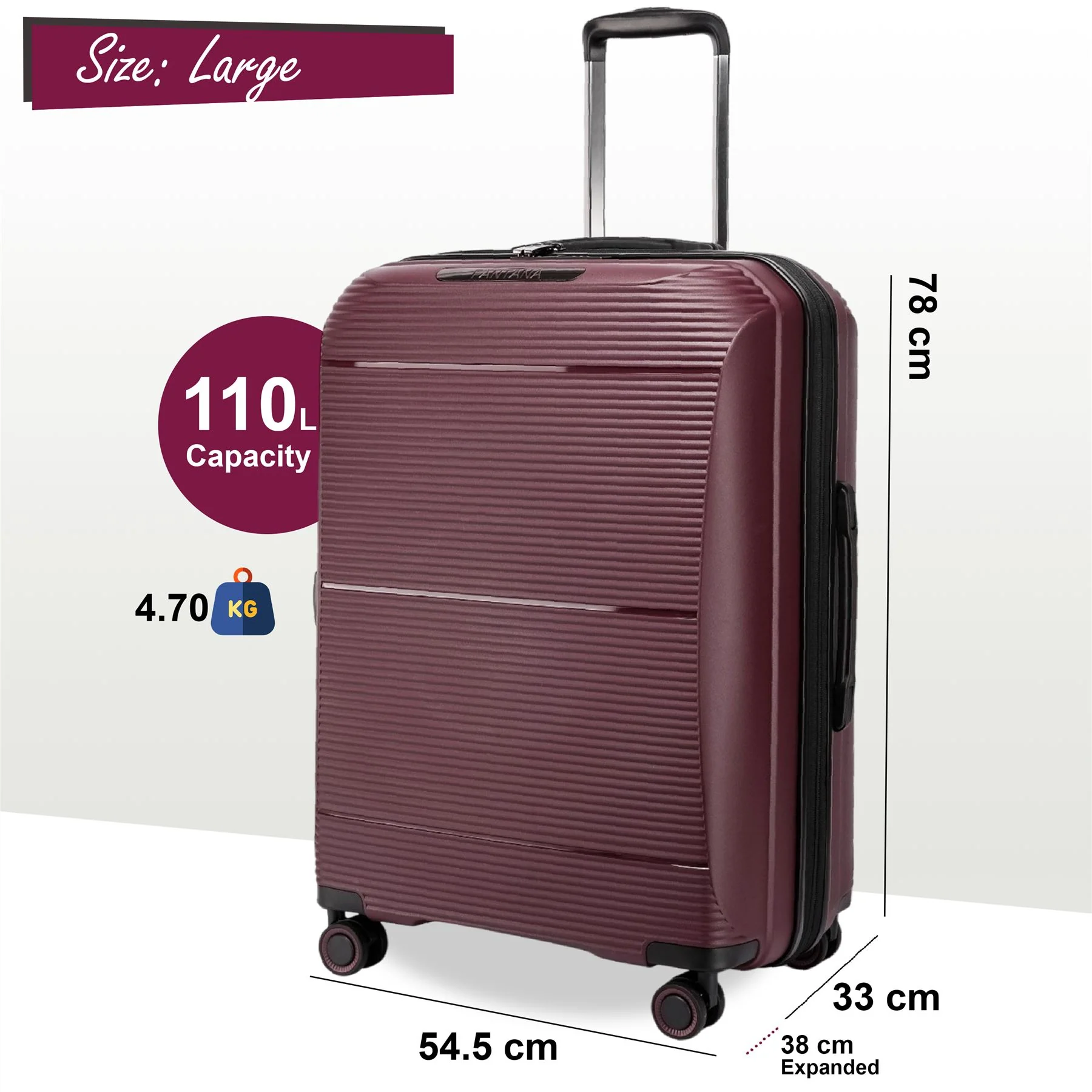 Abiko Large Hard Shell Suitcase in Burgundy - Image 2