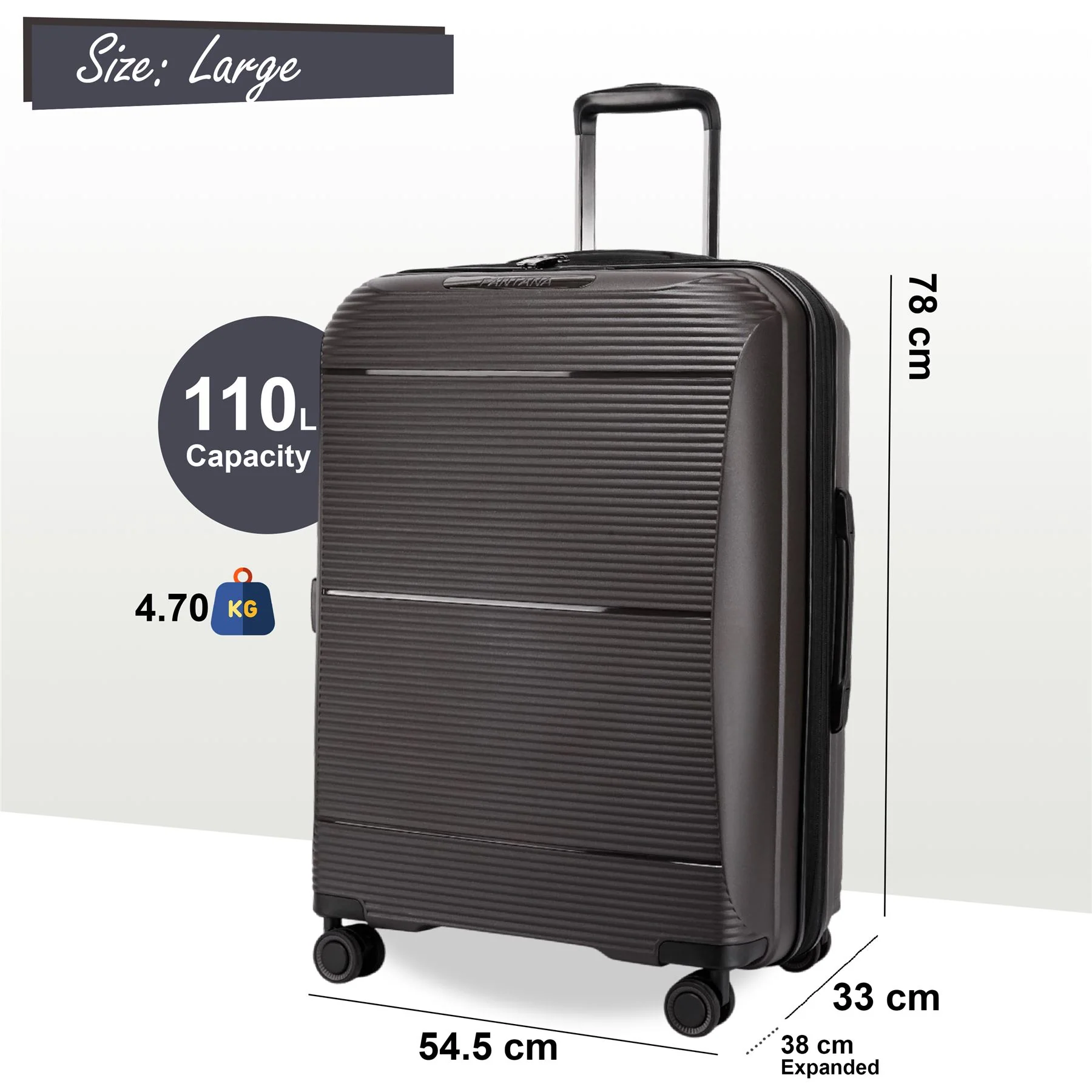 Abiko Large Hard Shell Suitcase in Grey - Image 2