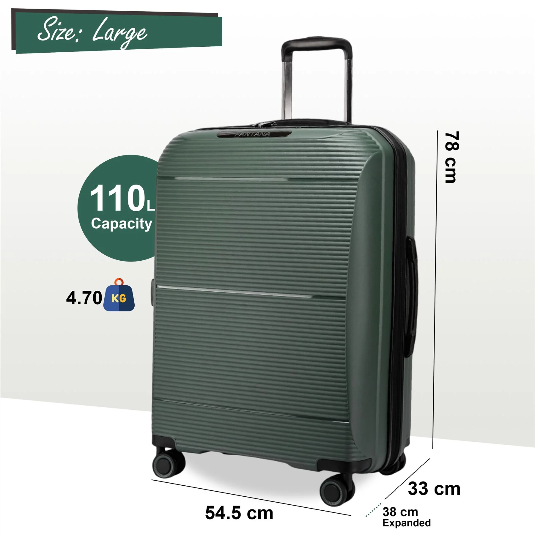 Abiko Large Hard Shell Suitcase in Olive - Image 2