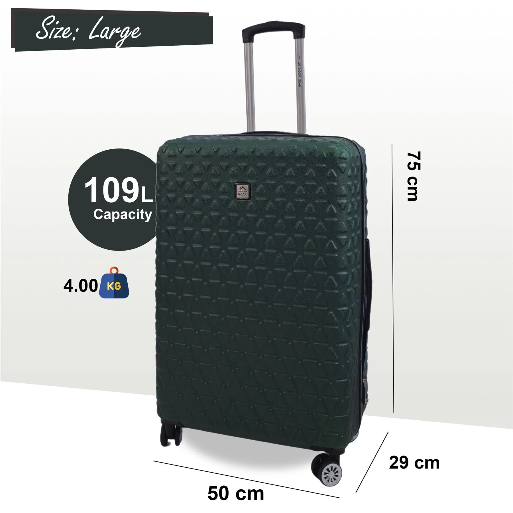 Adamsville Large Hard Shell Suitcase in Green - Image 6
