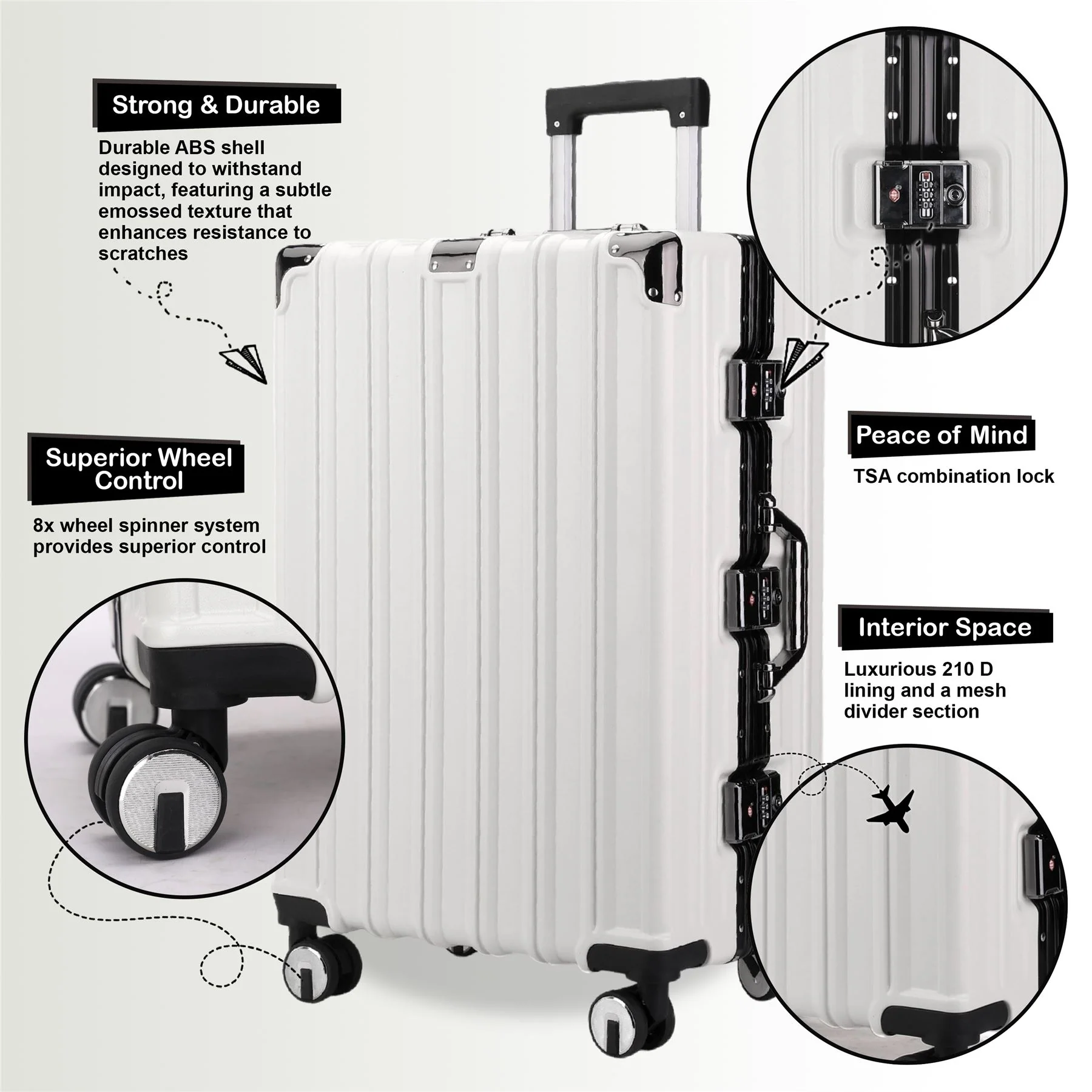 Airdrie Cabin Hard Shell Suitcase in White - Image 3