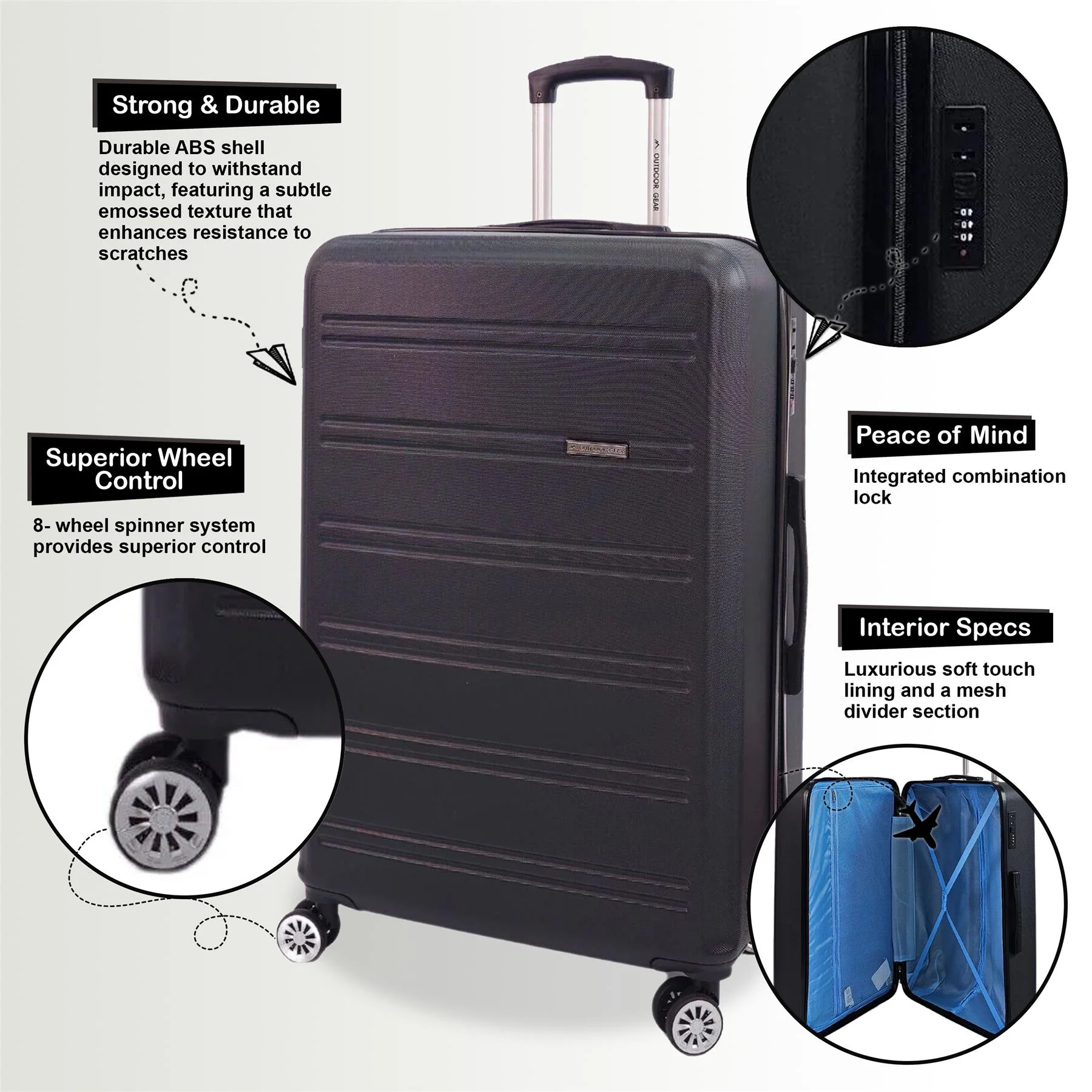 Alabaster Large Hard Shell Suitcase in Black - Image 7