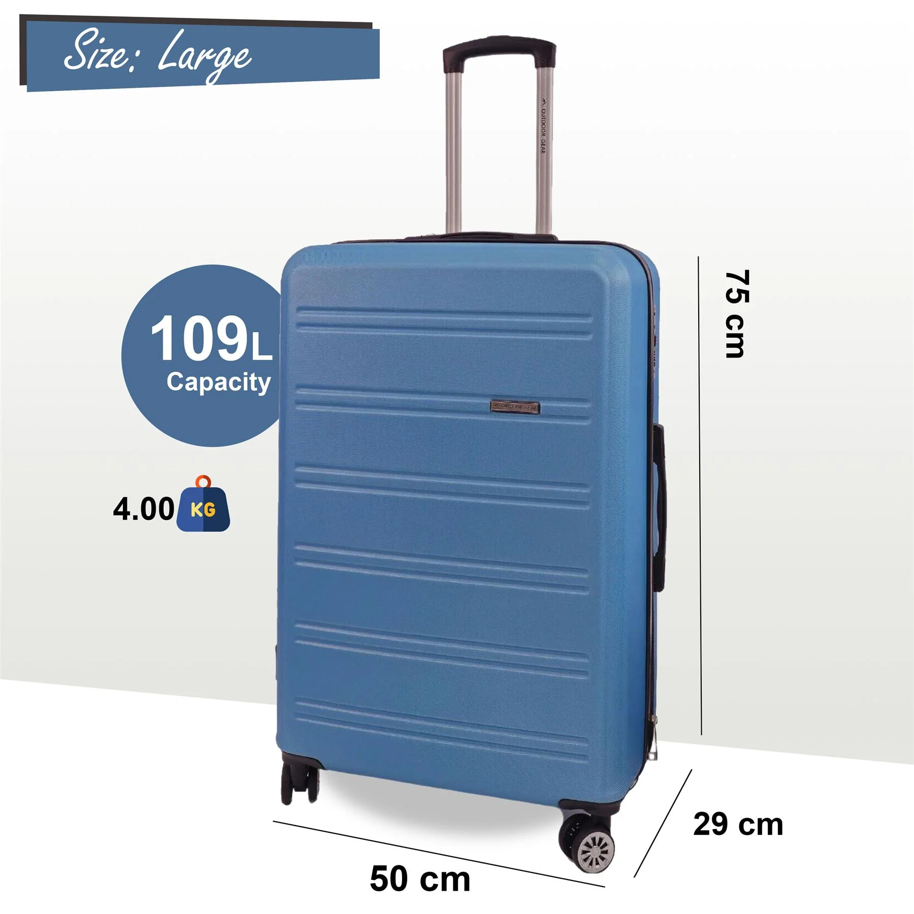Alabaster Large Hard Shell Suitcase in Blue - Image 6