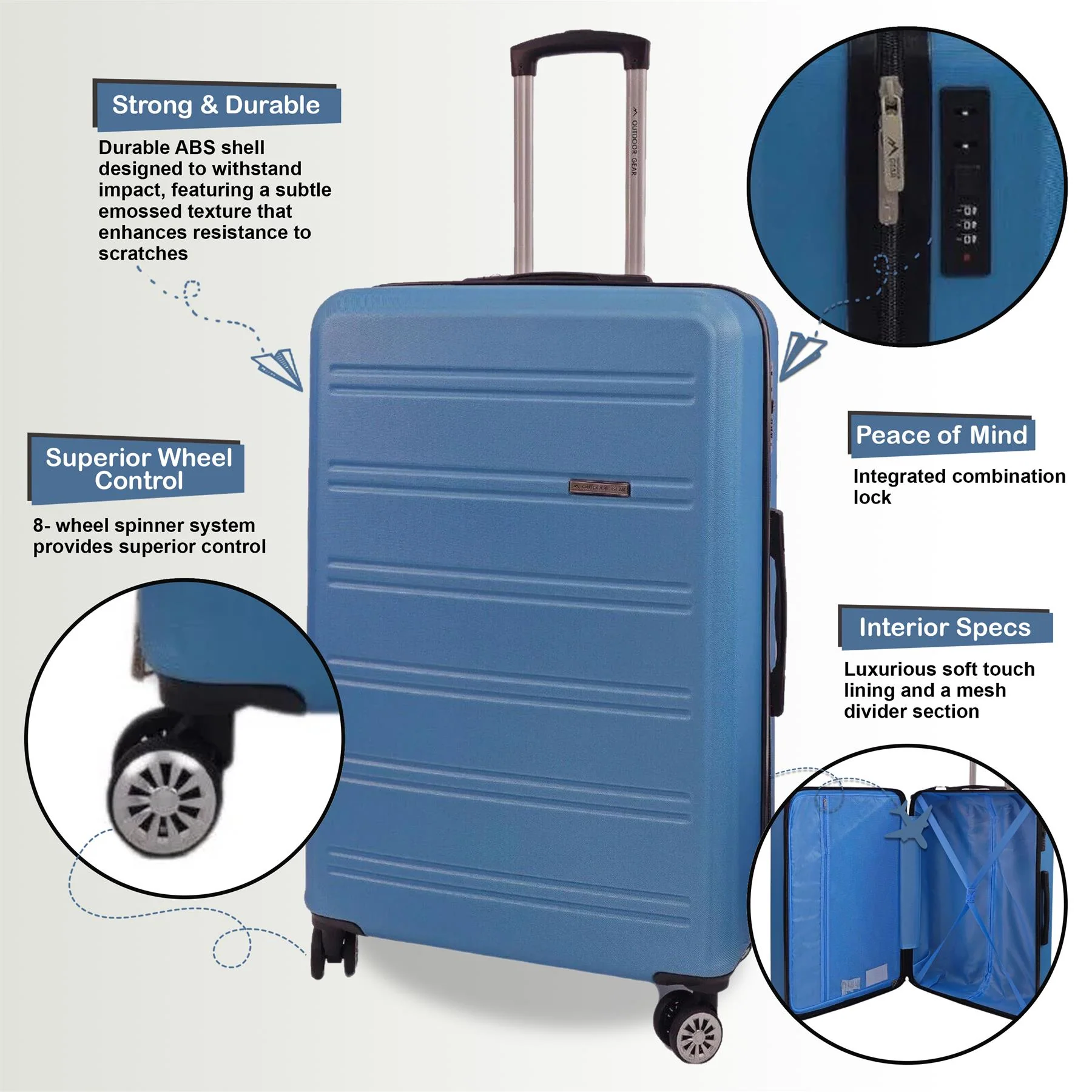 Alabaster Large Hard Shell Suitcase in Blue - Image 7