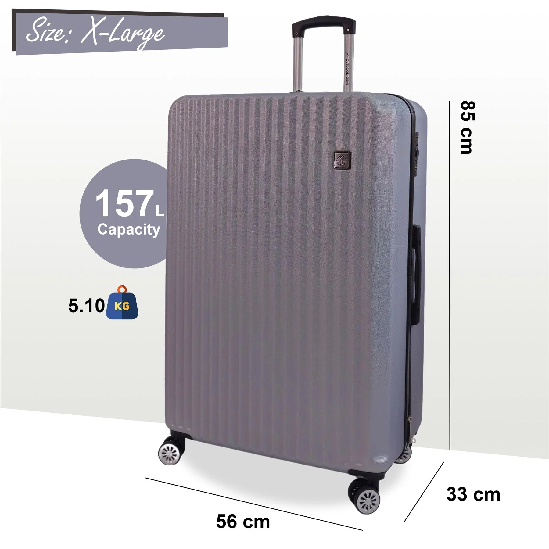 Albertville Extra Large Hard Shell Suitcase in Silver - Image 6