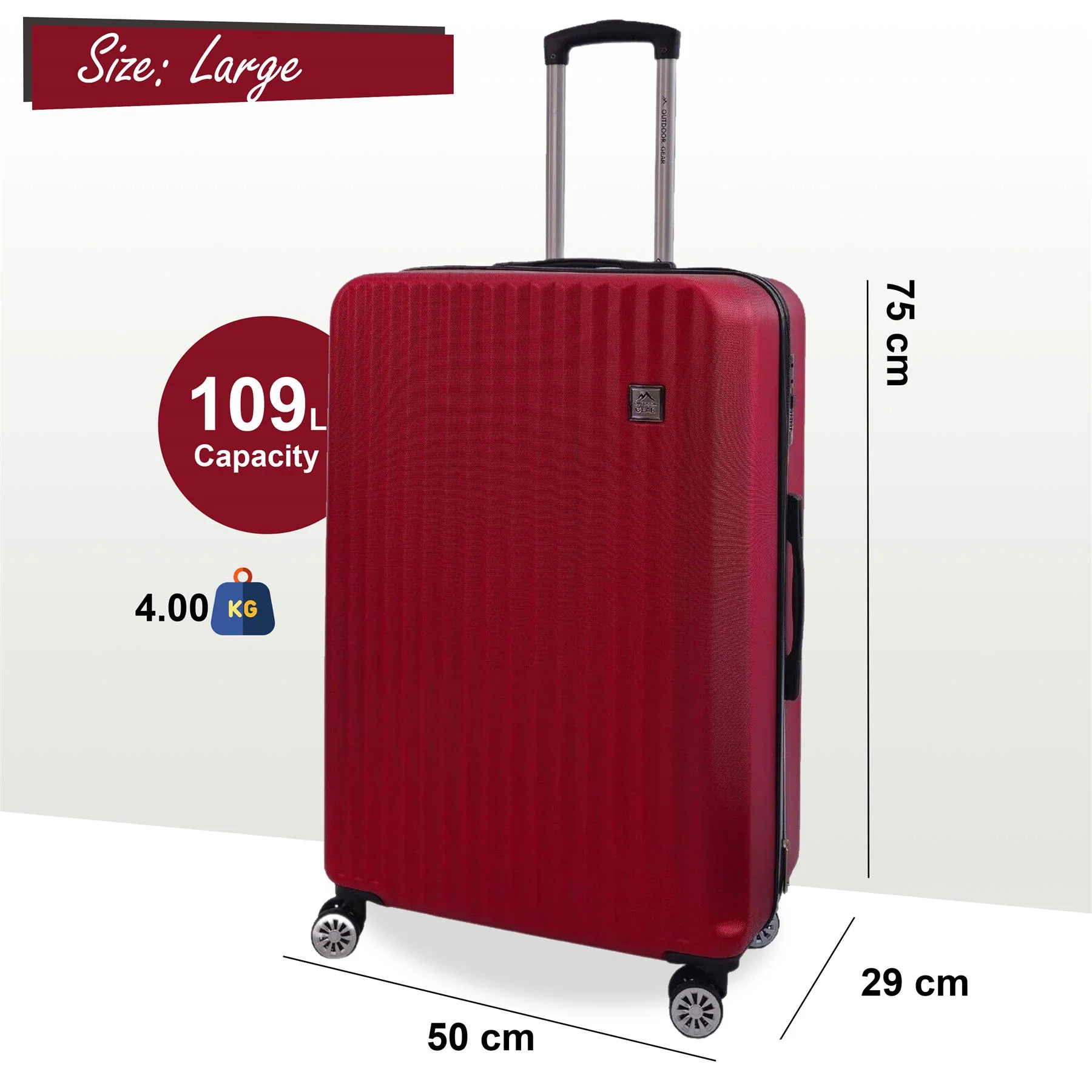 Albertville Large Hard Shell Suitcase in Burgundy - Image 6