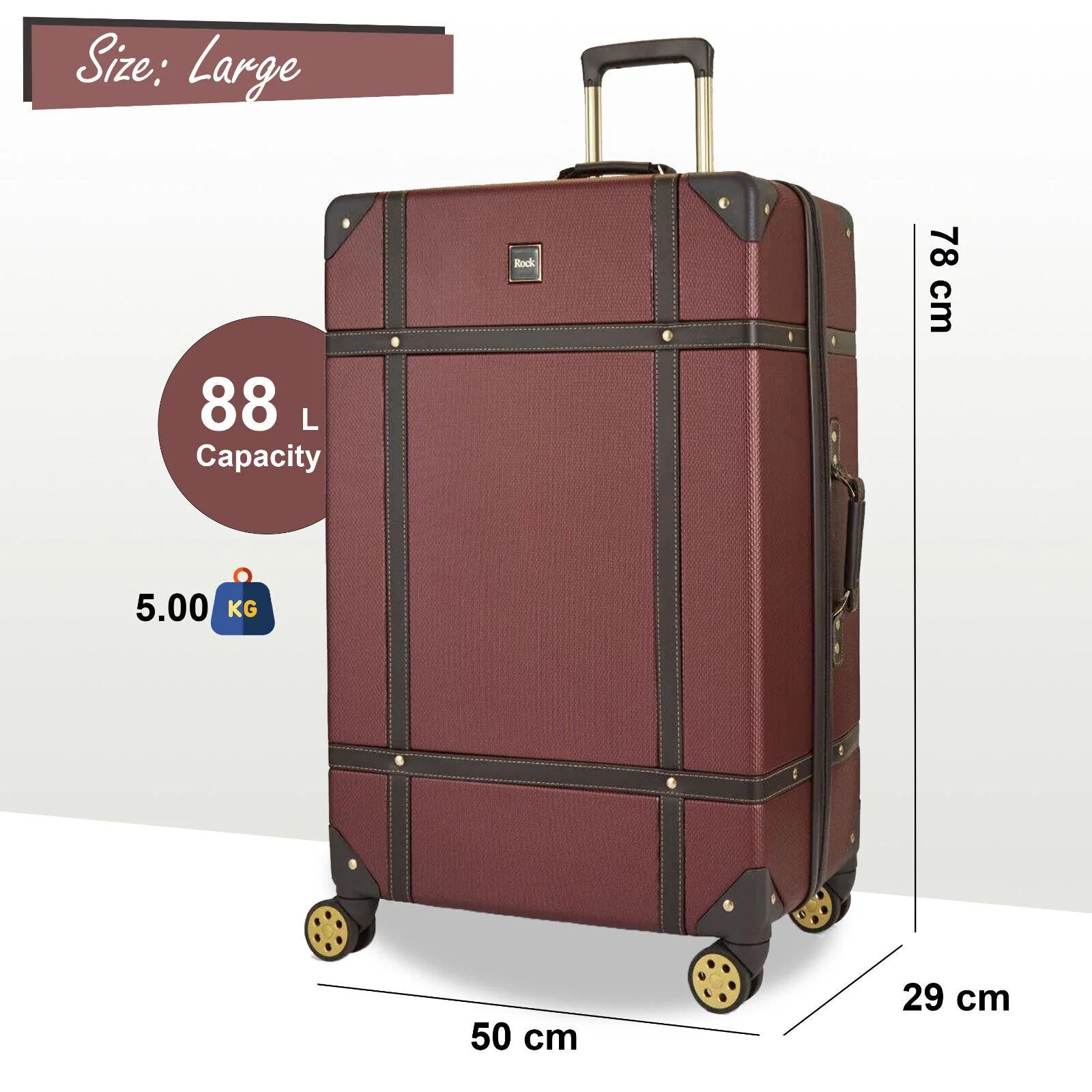 Alexandria Large Hard Shell Suitcase in Burgundy - Image 5