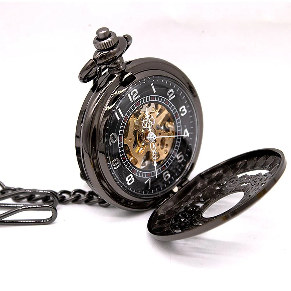 Antique Brass Alloy Skeleton Half Hunter Pocket Watch - Image 2