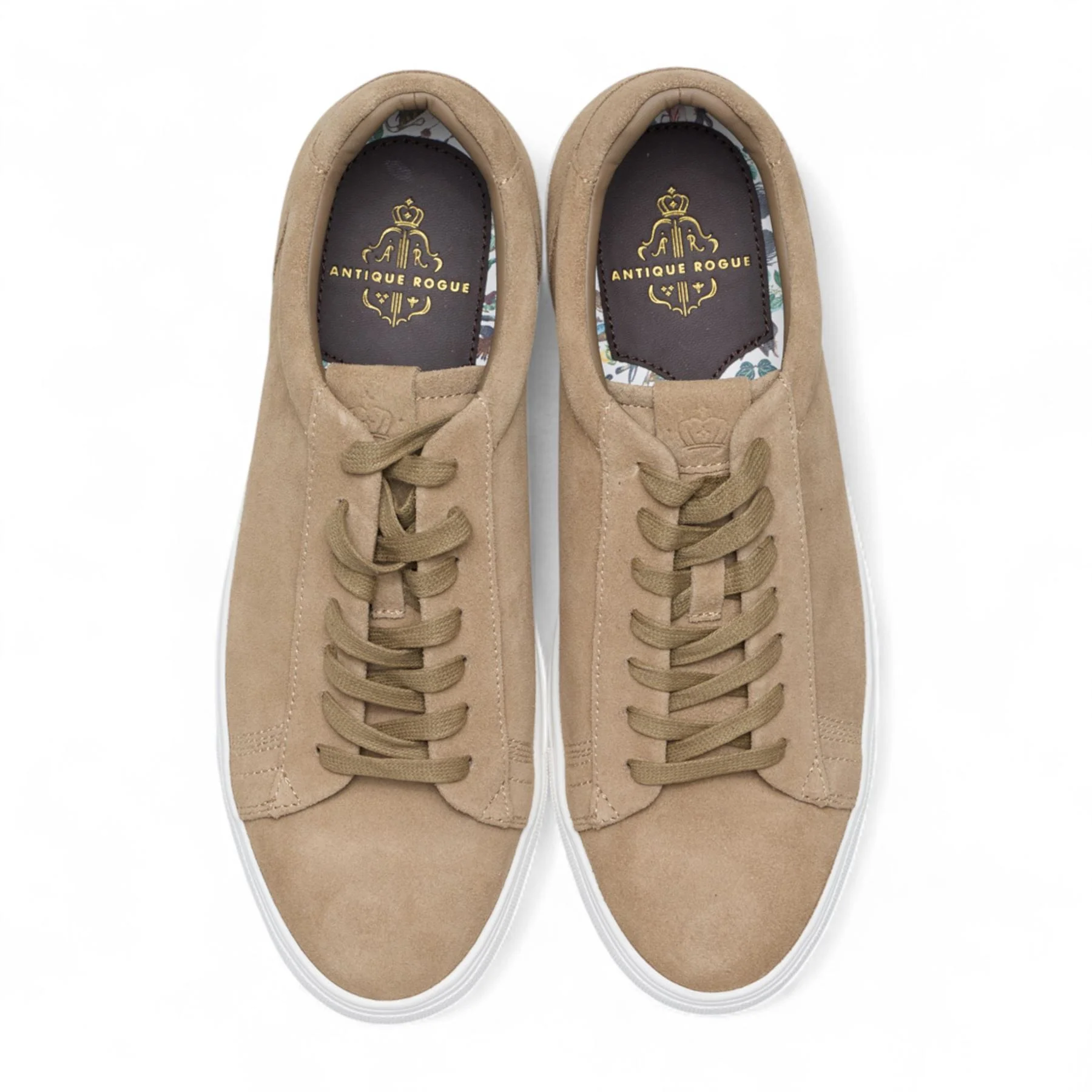 Antique Rogue Men’s Stone Taupe Suede Leather Trainer Sneaker Shoes - Gibbs - Image 4