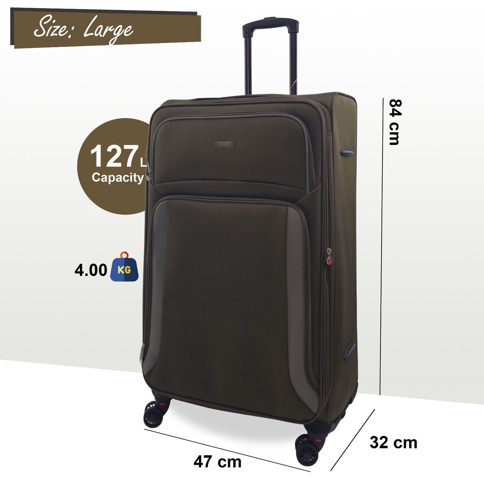 Ashland Large Soft Shell Suitcase in Khaki - Image 6