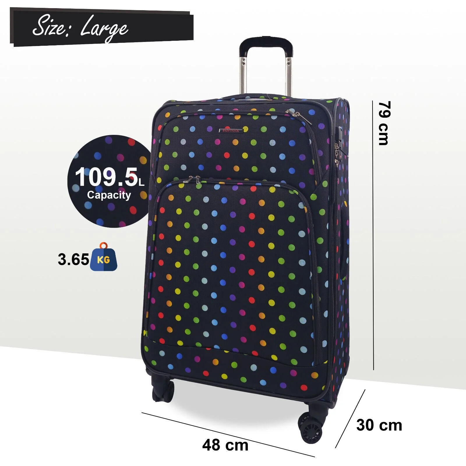 Ashville Large Soft Shell Suitcase in Dots - Image 6