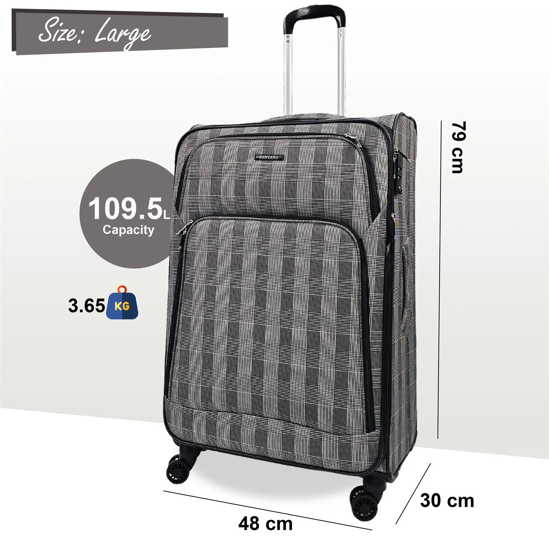 Ashville Large Soft Shell Suitcase in Stripe - Image 6