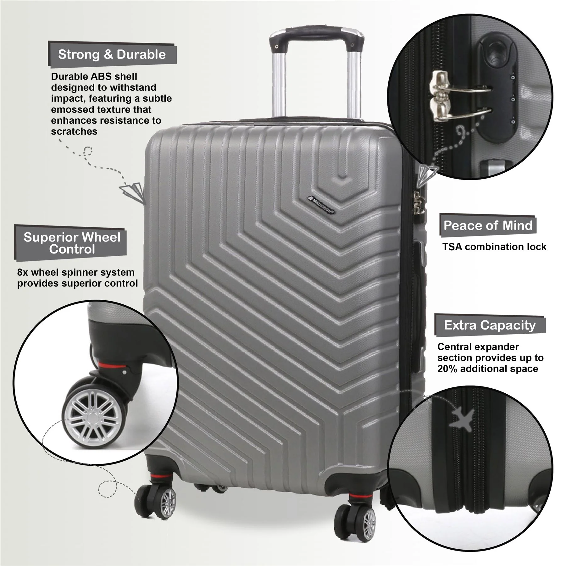 Bega Large Hard Shell Suitcase in Silver - Image 3