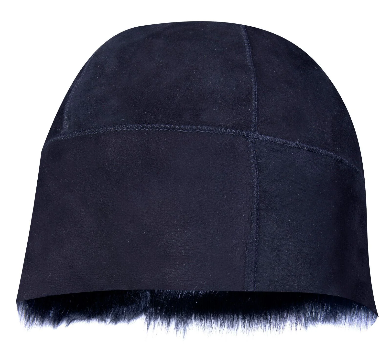 BLACK 100% Sheepskin Shearling Leather Toscana Fur Beanie Round Bucket Hat - Image 2