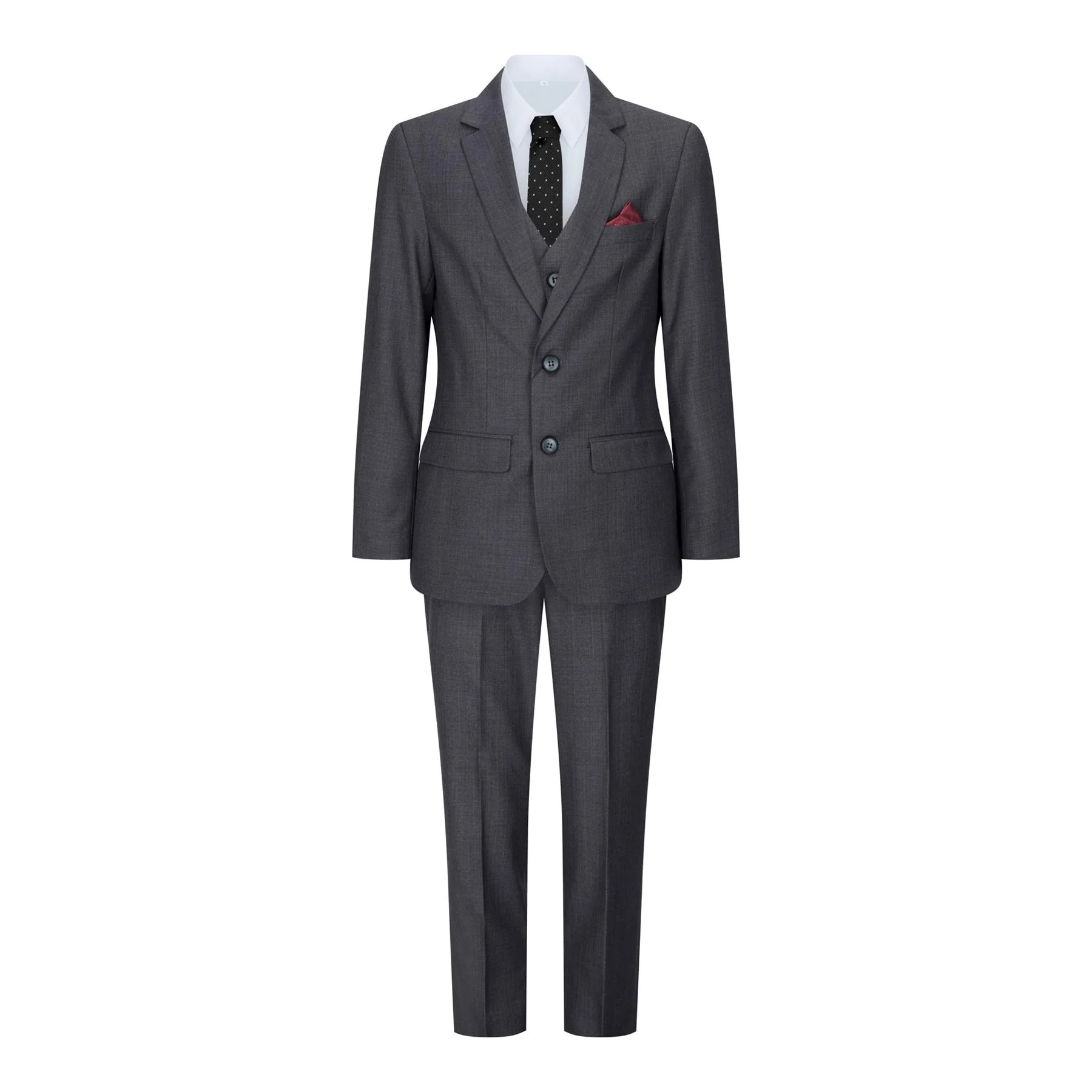 Boys 3 Piece Charcoal Grey Classic Retro Suit - Image 2