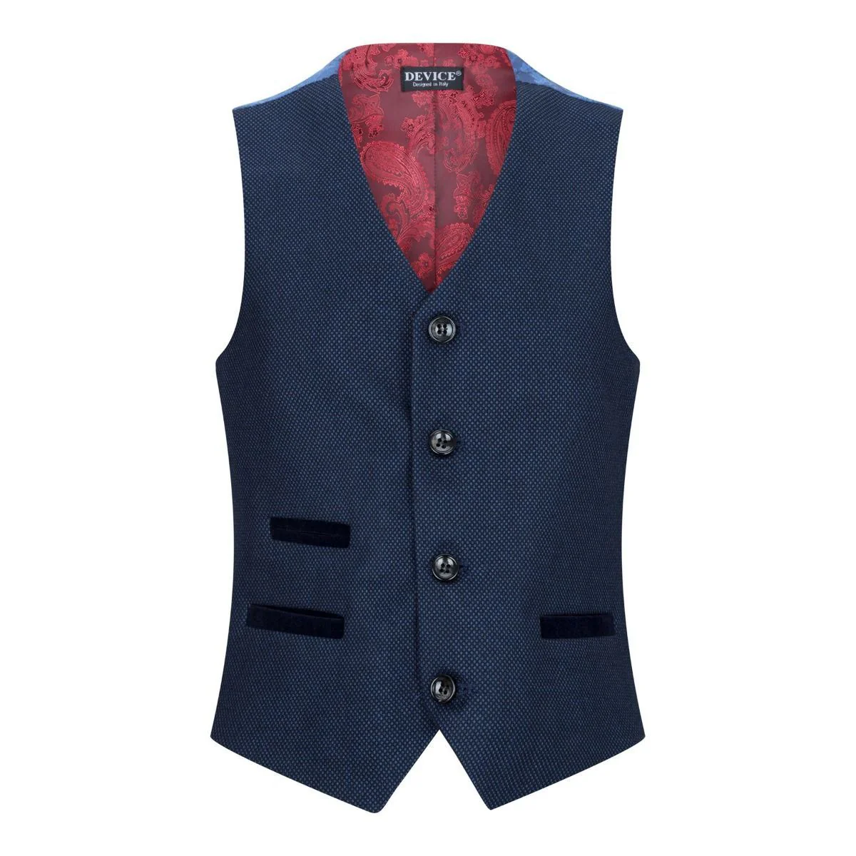 Boys 3 Piece Navy Blue Birdseye Tweed Suit - Image 10