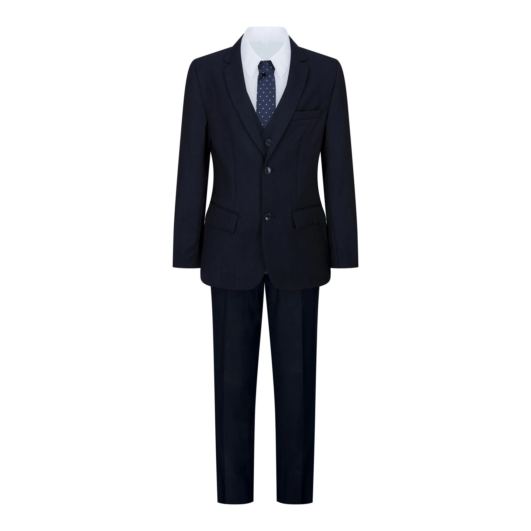 Boys 5 Piece Navy Blue Classic Suit - Image 2