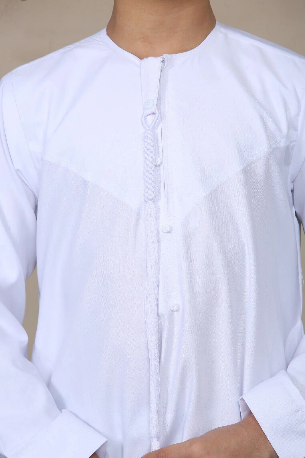 Boy's Kids Thobe Emirati Jubba Islamic Clothing Kaftan Eid String Tassel - Image 40