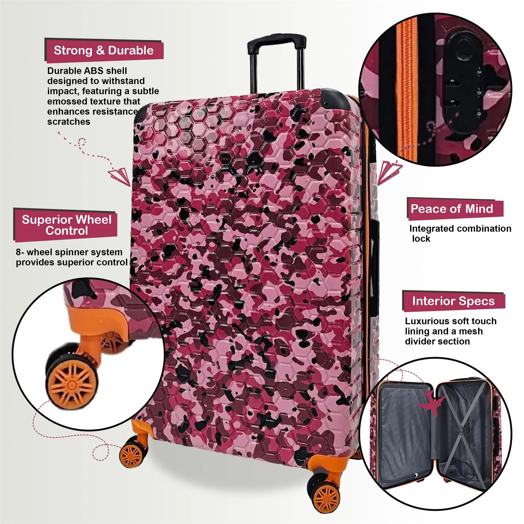 Brantley Large Hard Shell Suitcase in Pink - Image 7