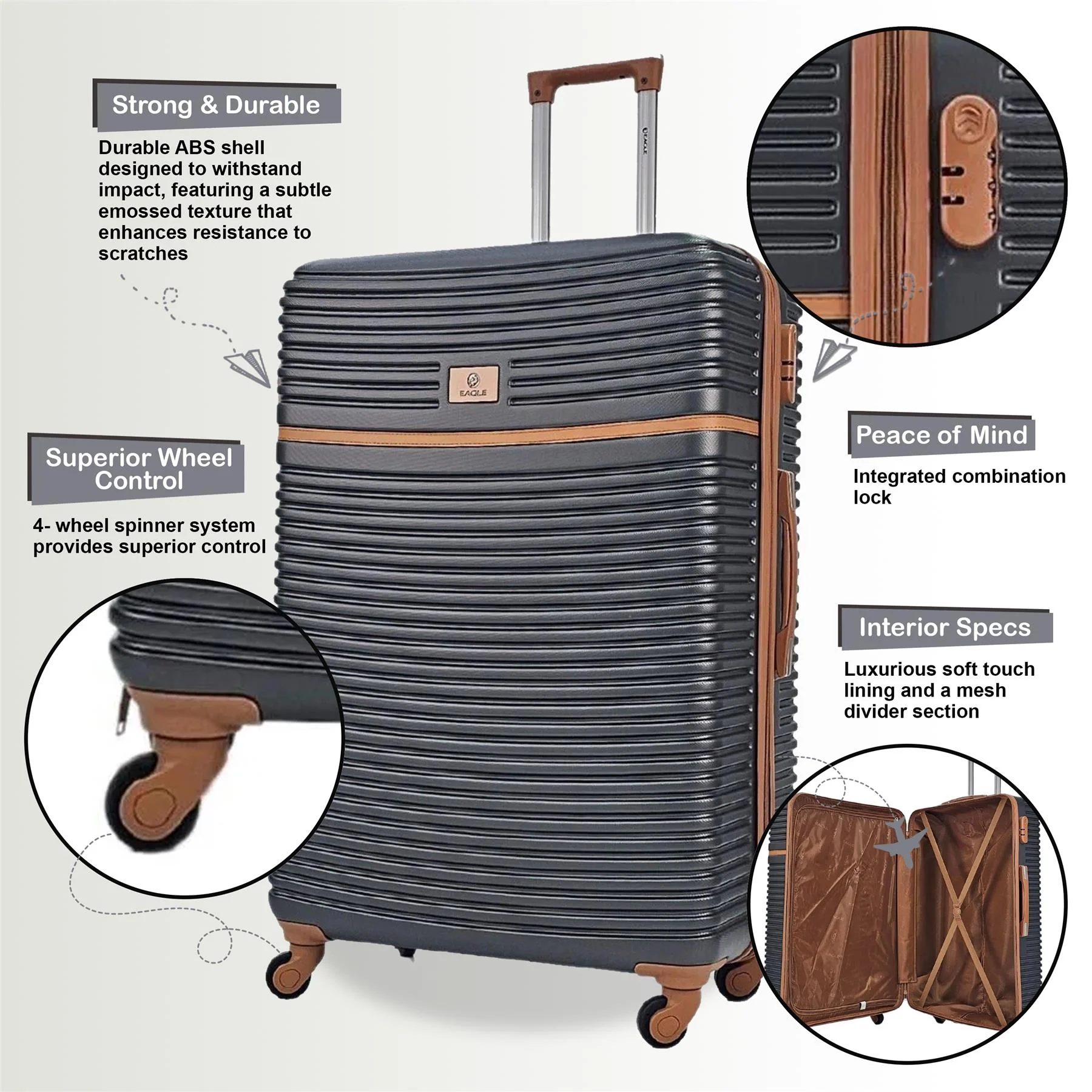 Bridgeport Large Hard Shell Suitcase in Grey - Image 7