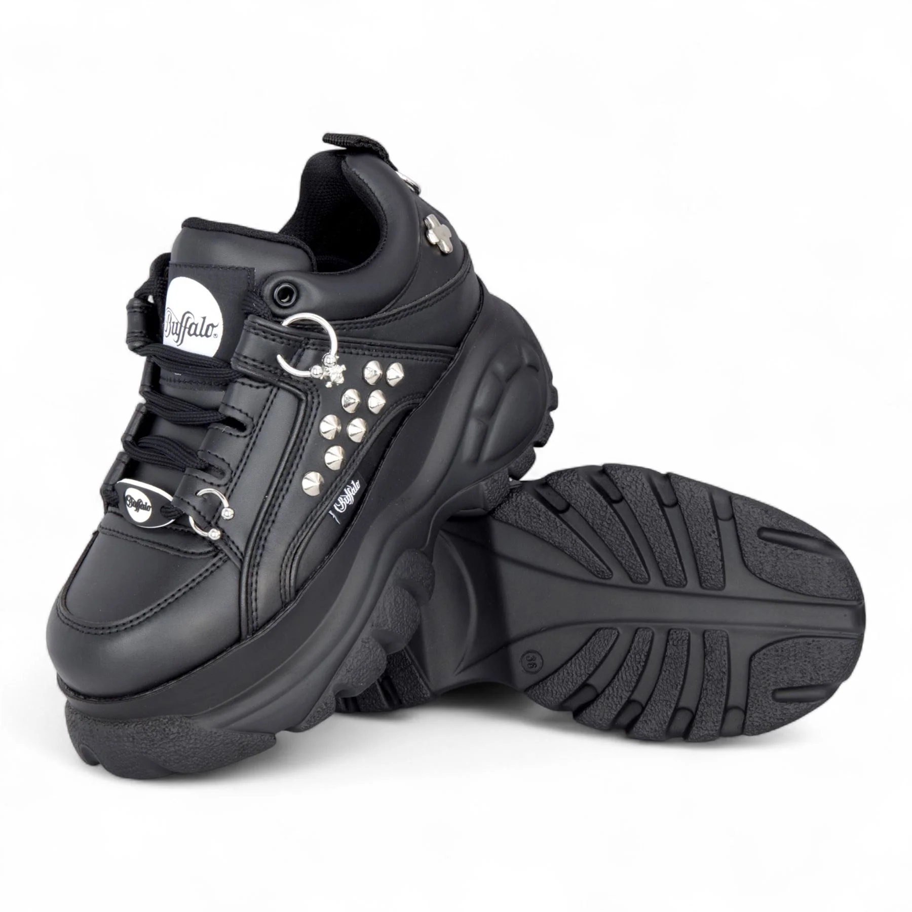 Buffalo Womens Black Studded Chunky Platform Fashion Trainers - 1339-14-PUNK - Image 4
