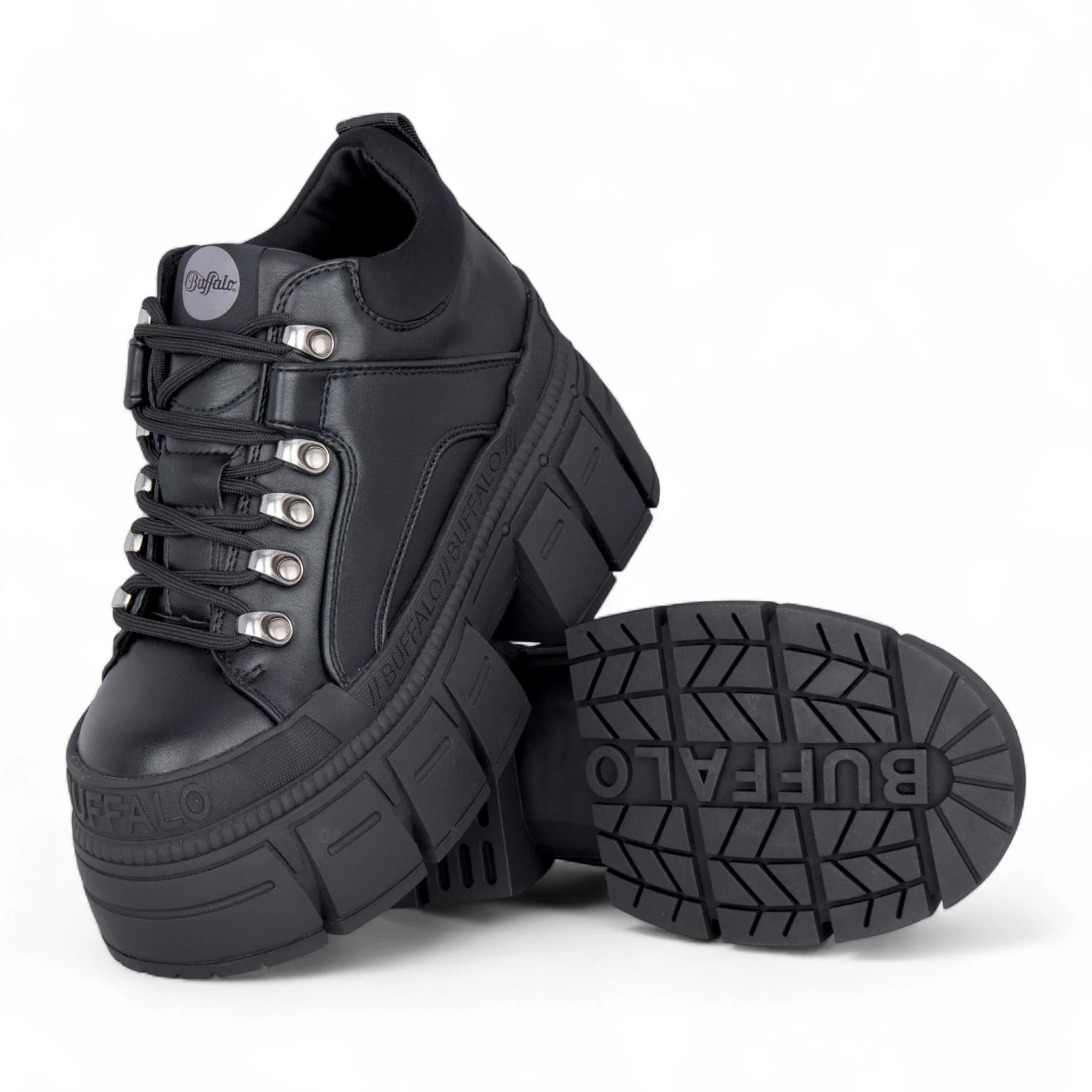 Buffalo Womens Chunky Platform Black Gothic Ankle Boots - Gospher Hike-Lo - Image 4