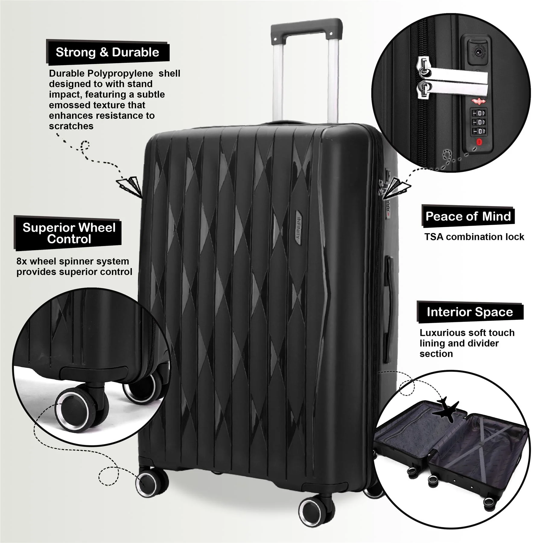 Burnaby Large Hard Shell Suitcase in Black - Image 3