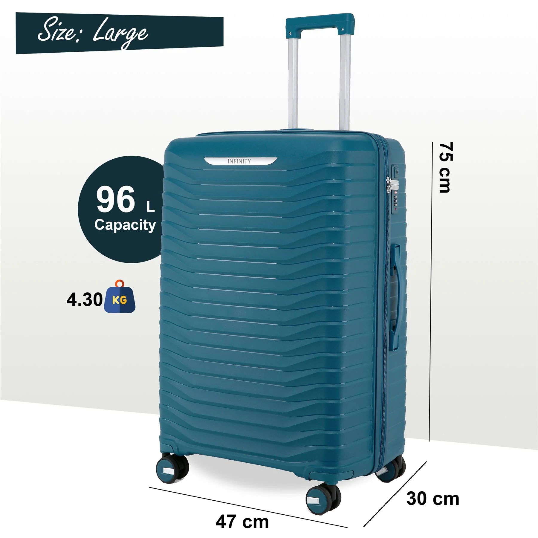 Burnaby Large Hard Shell Suitcase in Blue - Image 2