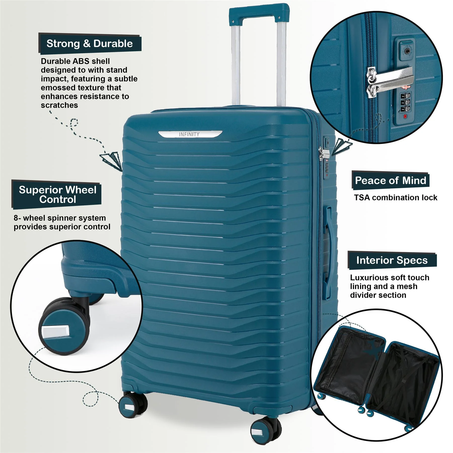 Burnaby Large Hard Shell Suitcase in Blue - Image 3