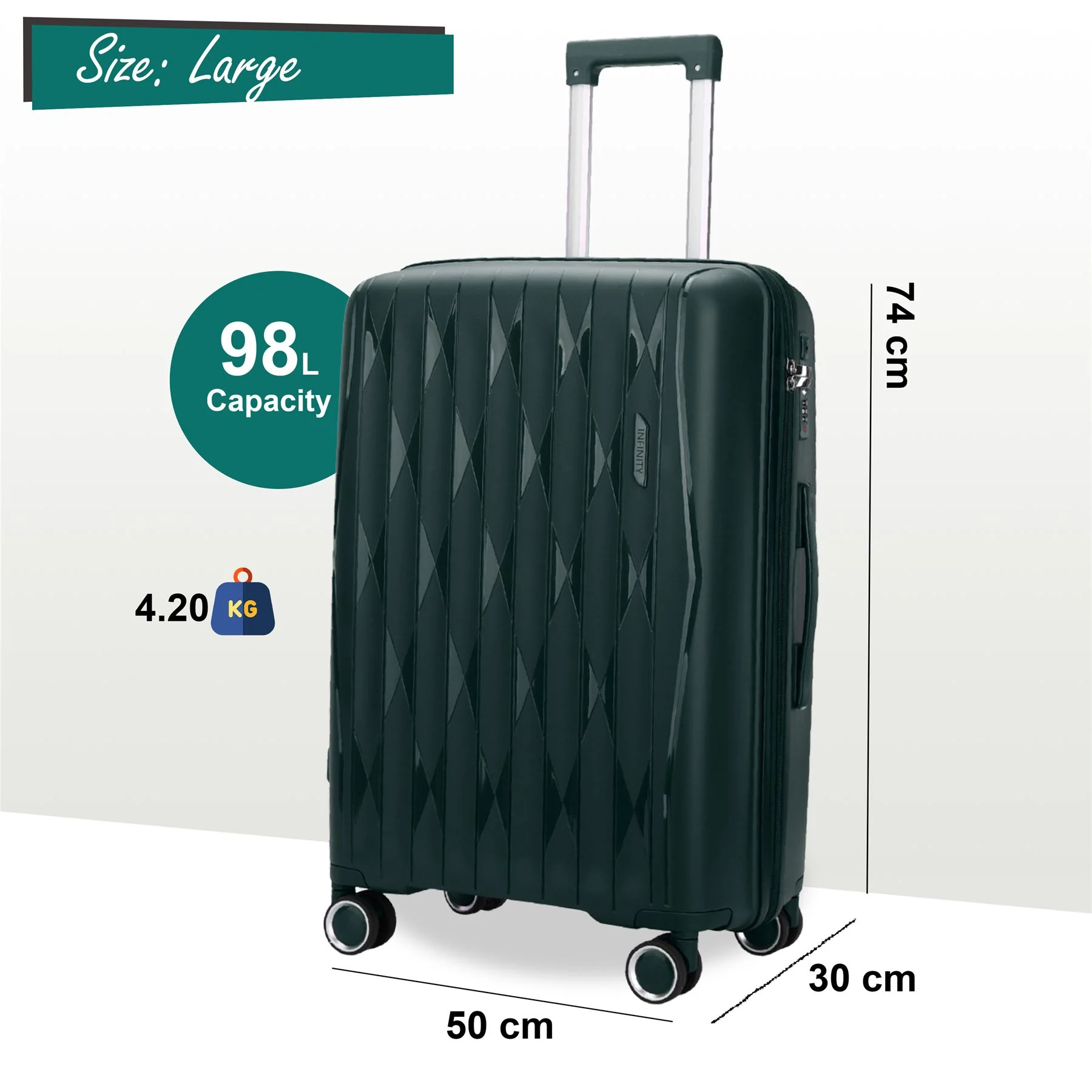 Burnaby Large Hard Shell Suitcase in Green - Image 2