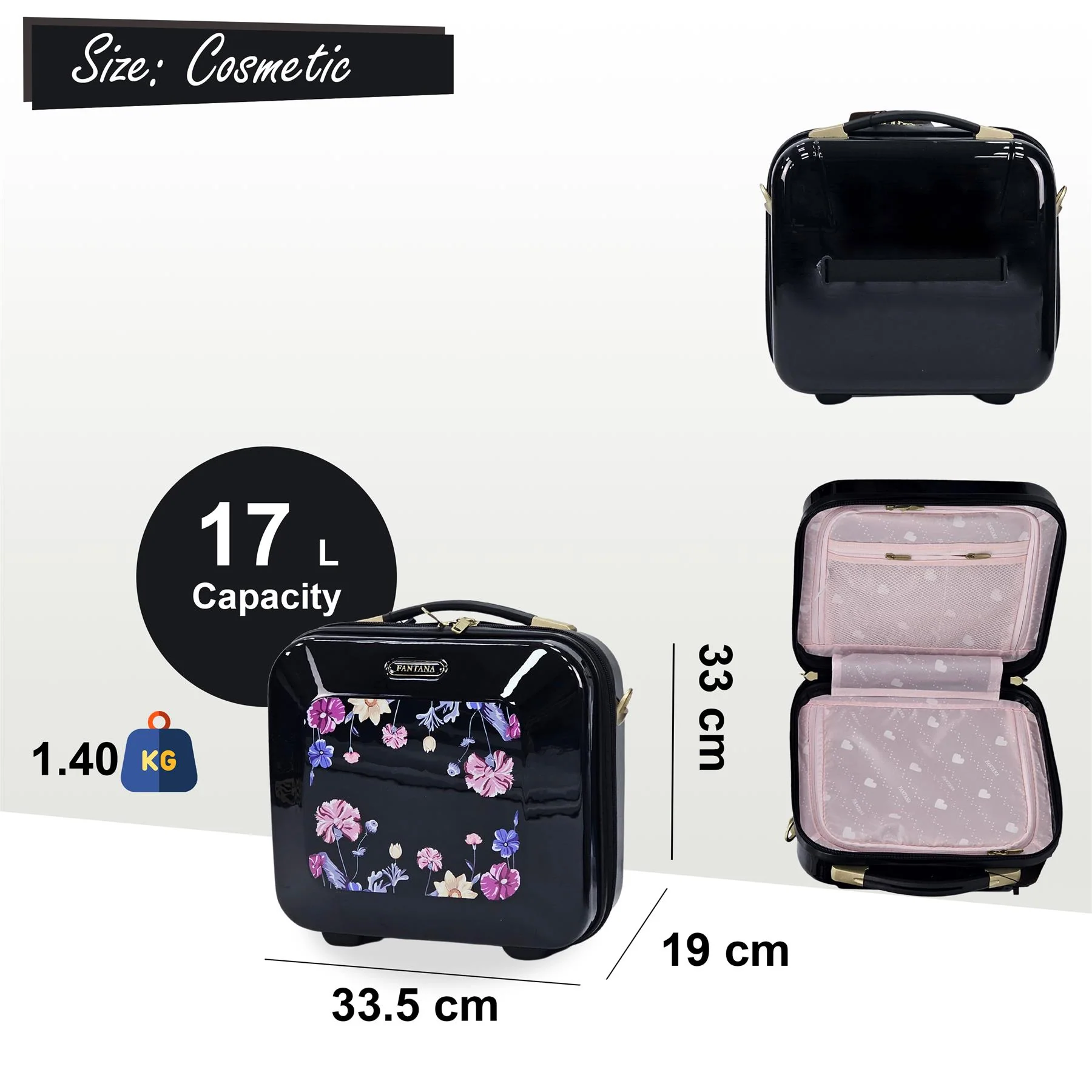 Butler Cosmetic Hard Shell Suitcase in Black - Image 4
