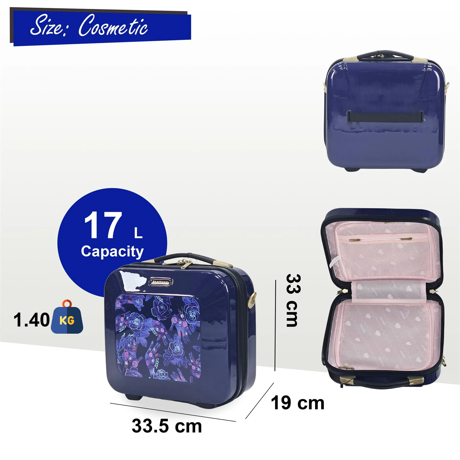 Butler Cosmetic Hard Shell Suitcase in Blue - Image 7