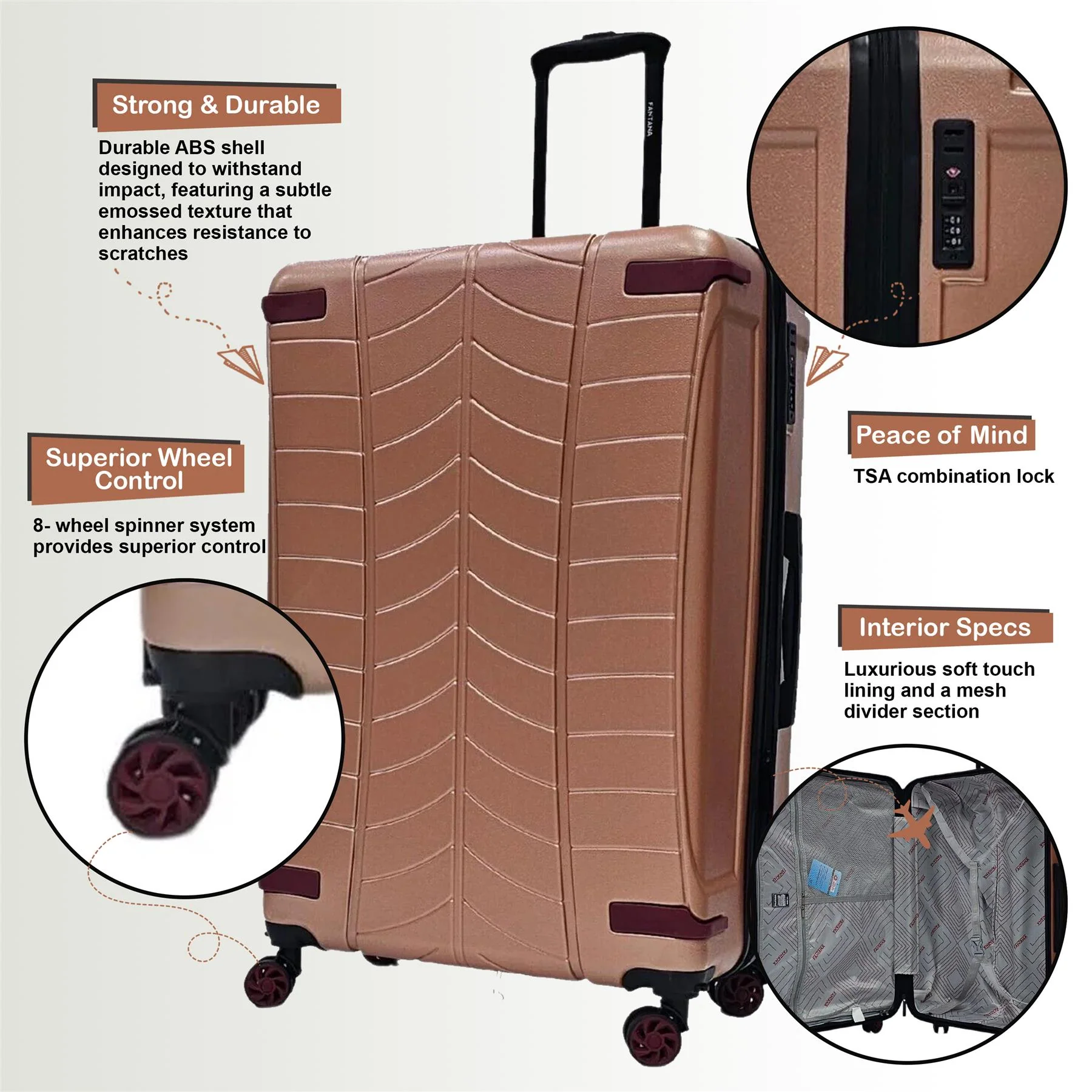 Bynum Double Extra Large Hard Shell Suitcase in Rose Gold - Image 7