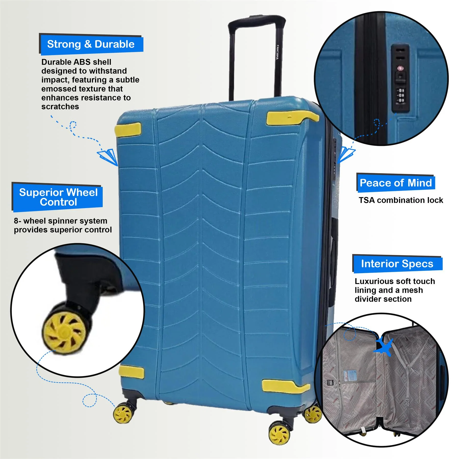 Bynum Extra Large Hard Shell Suitcase in Blue - Image 7