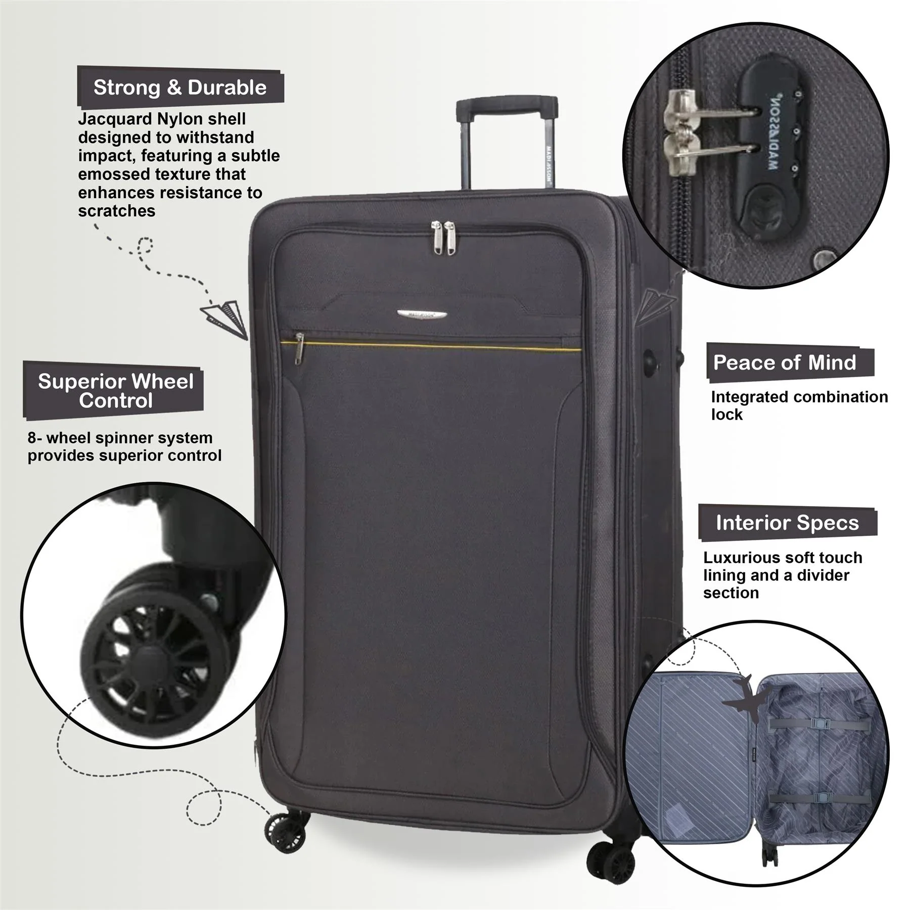 Calera Large Soft Shell Suitcase in Grey - Image 3