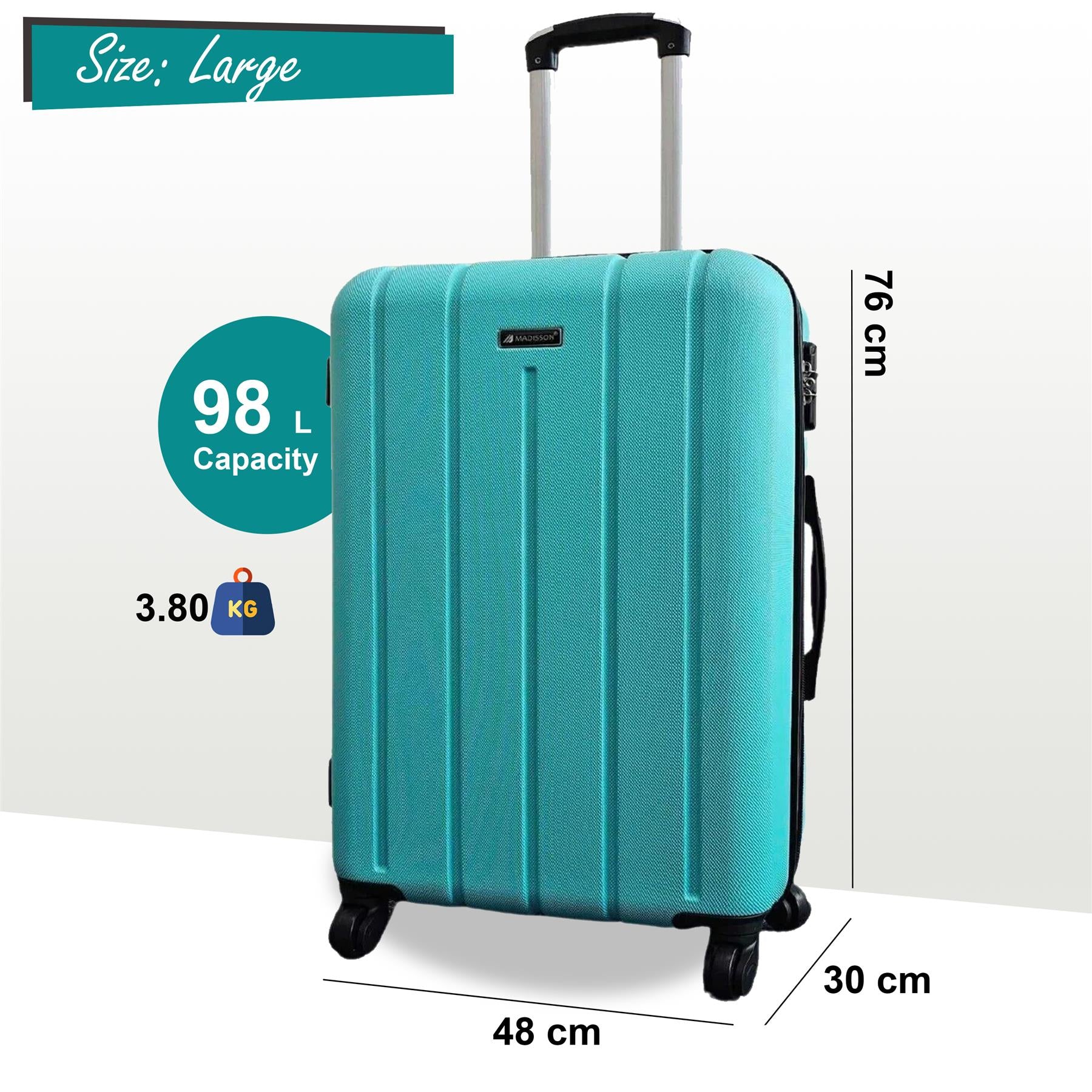 Castleberry Large Hard Shell Suitcase in Teal - Image 2