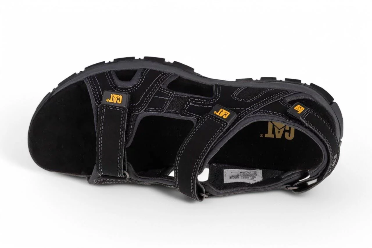 Caterpillar Men's Black Leather Giles Trekking Sandals - Image 4