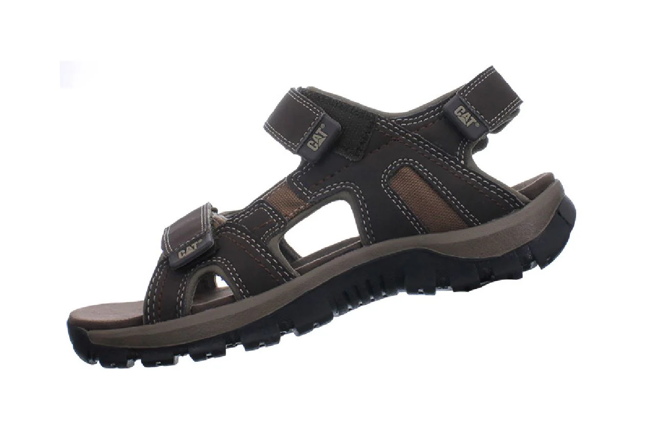 Caterpillar Men's Dark Brown Leather Giles Trekking Sandals - Image 5