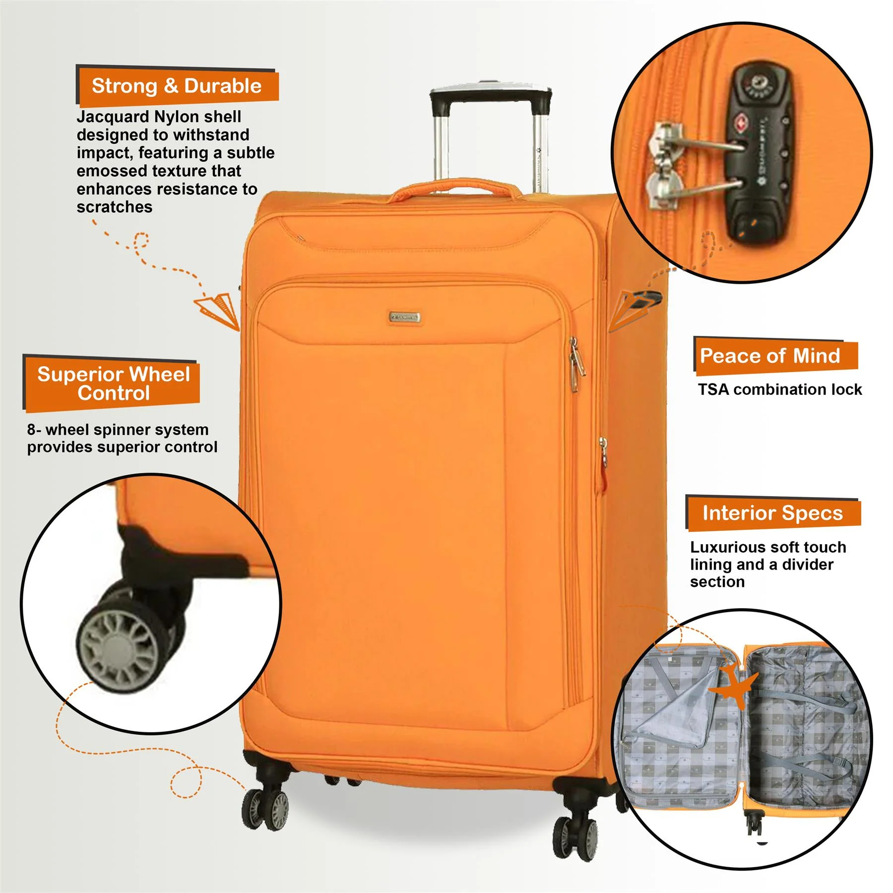 Centreville Large Soft Shell Suitcase in Yellow - Image 3