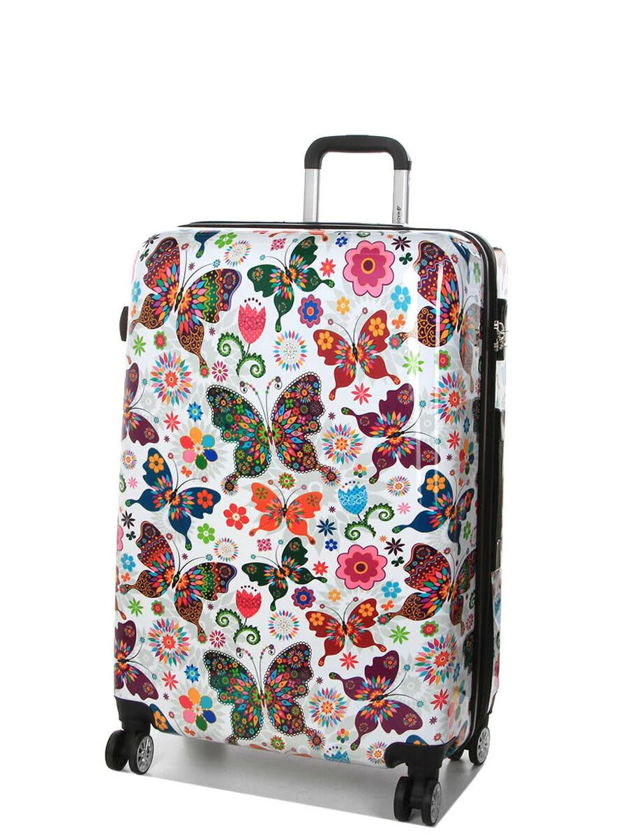 Clanton Large Hard Shell Suitcase in Butterfly - Image 4