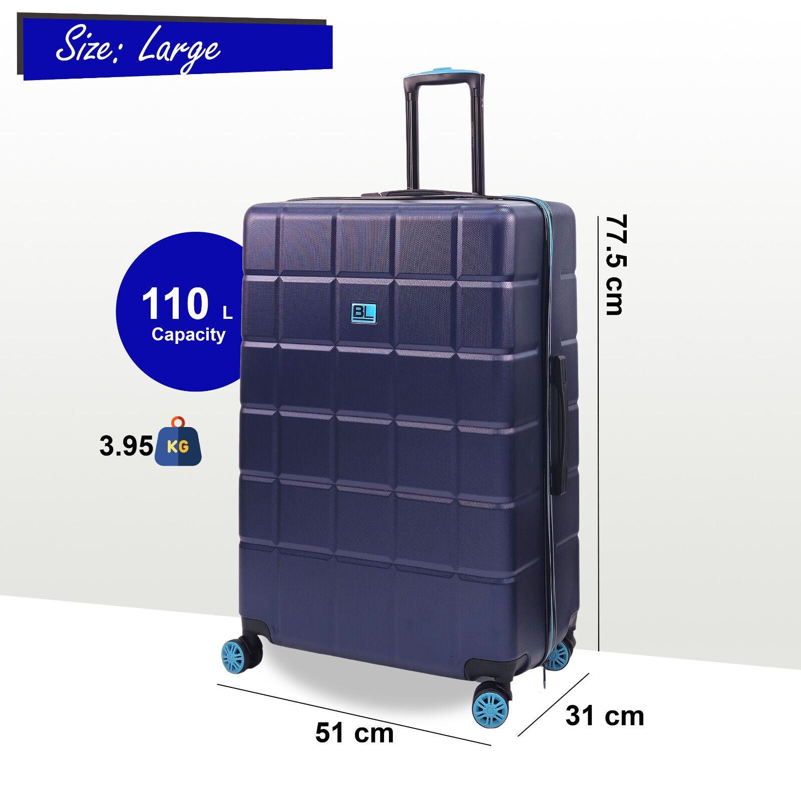 Collinsville Large Soft Shell Suitcase in Navy - Image 3