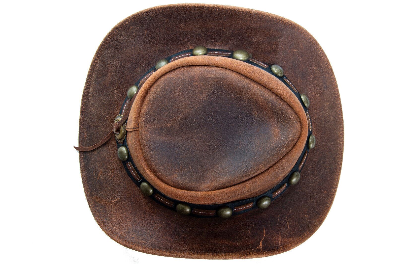 Cowboy Aussie Real Leather Hat Australian Tan Brown Western Outback Bush Hat - Image 4