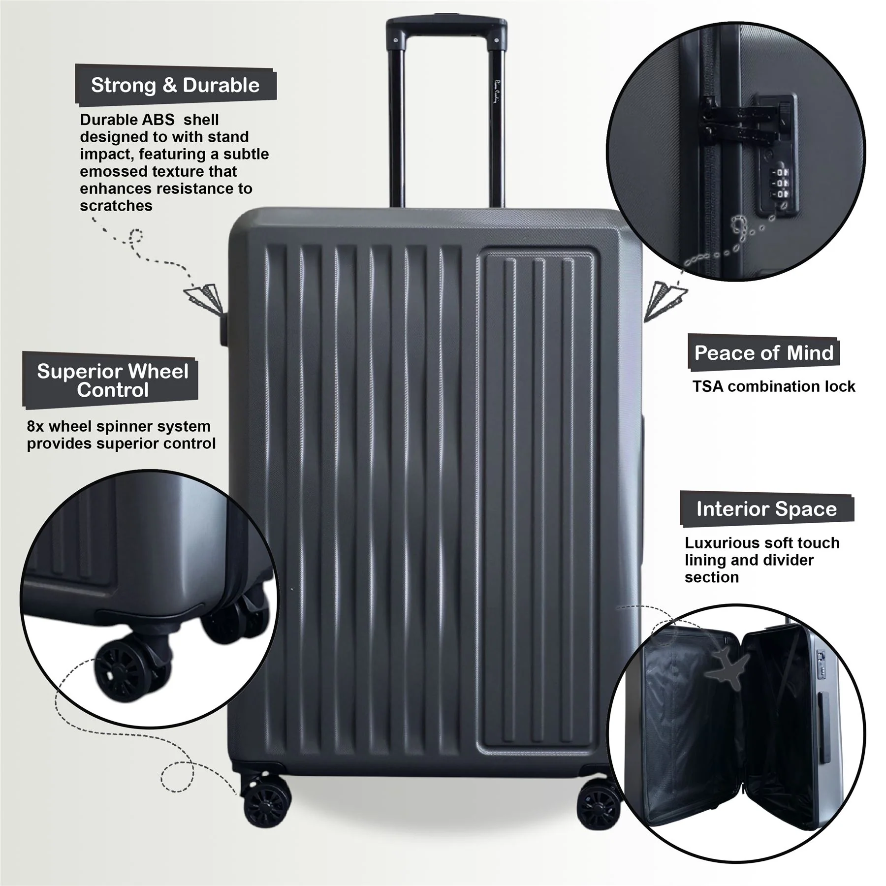 Croydon Large Hard Shell Suitcase in Grey - Image 3