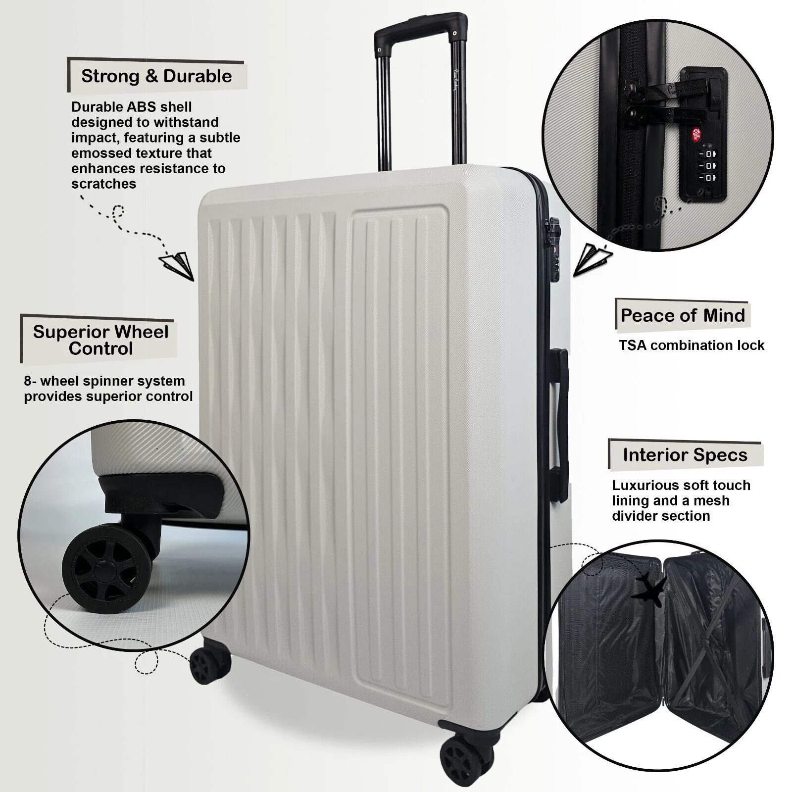 Cullman Large Hard Shell Suitcase in White - Image 2
