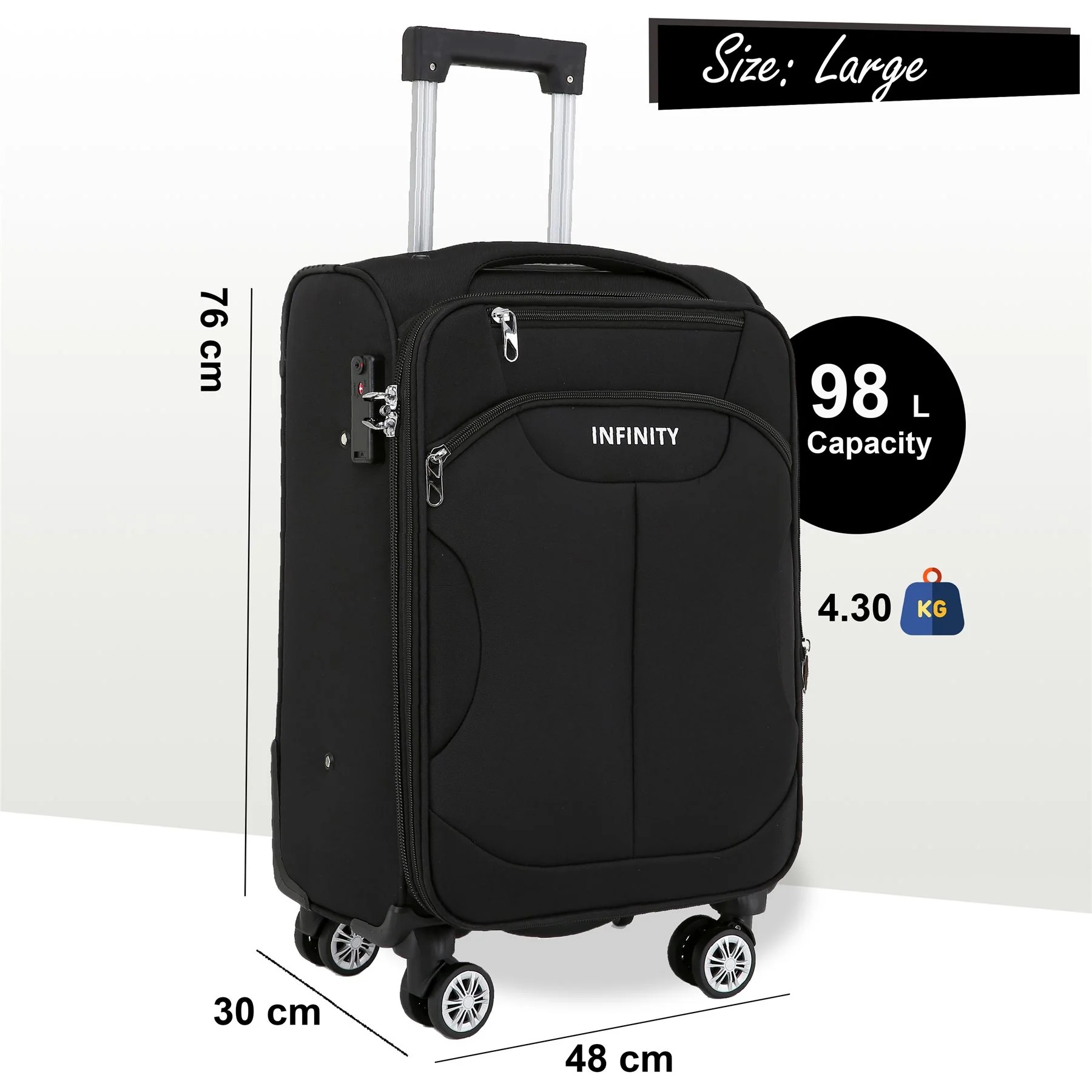 Delta Large Hard Shell Suitcase in Black - Image 2