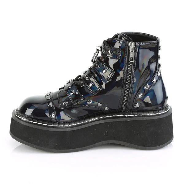 Demonia Emily 315 Black Holographic Studded Ankle Boots - Image 6