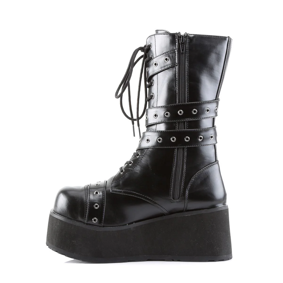 Demonia Trashville 205 Black Vegan Leather Mid Calf Boots - Image 4