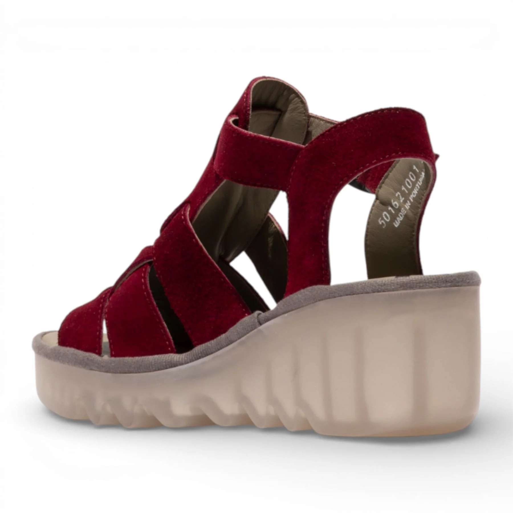 Fly London Women's BAIC621FLY Berry Red Suede Leather Wedge Sandals - Image 4