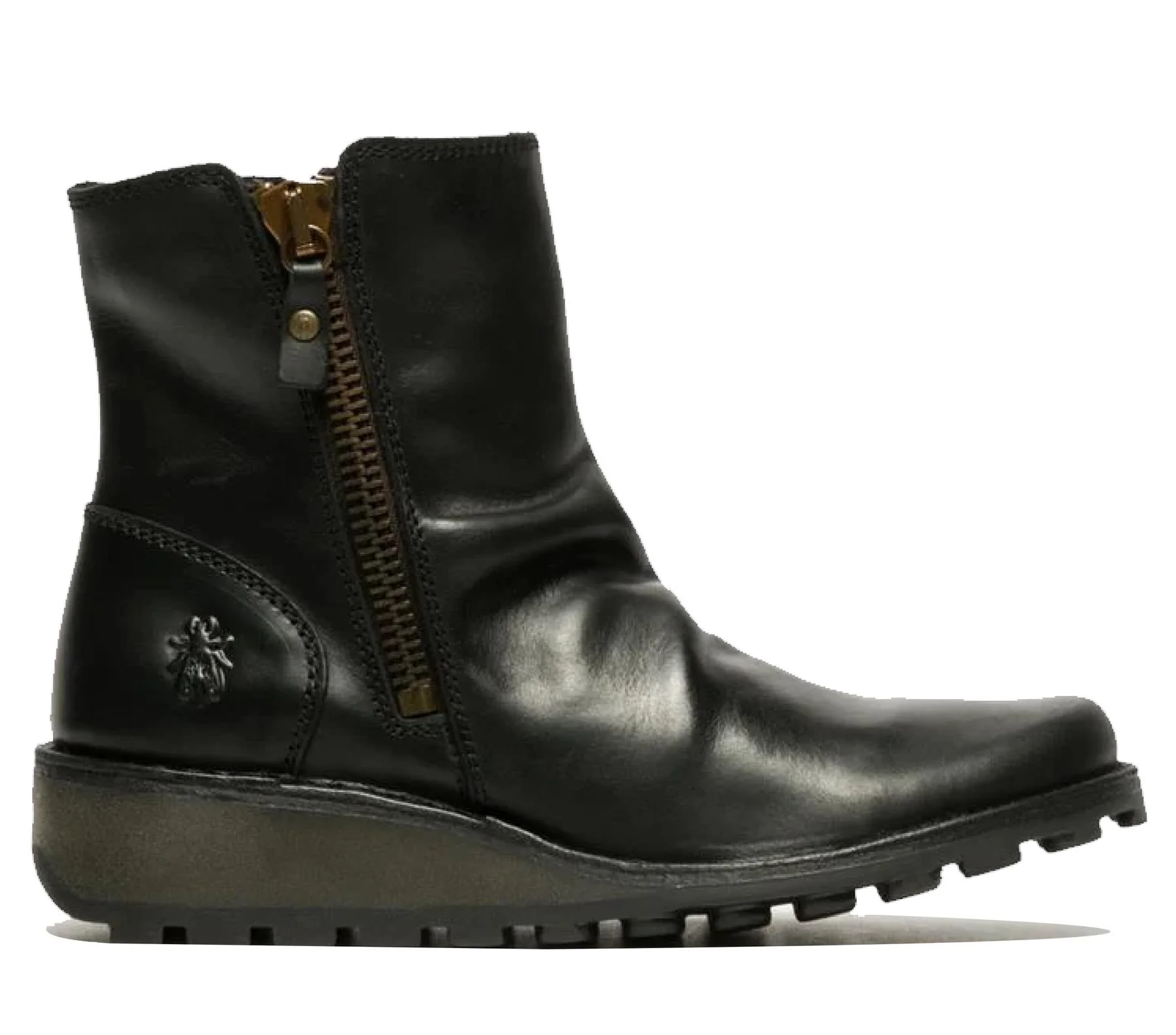 Fly London Womens Black MON944 Leather Wedge Heel Ankle Zip Up Chelsea Boots - Image 9